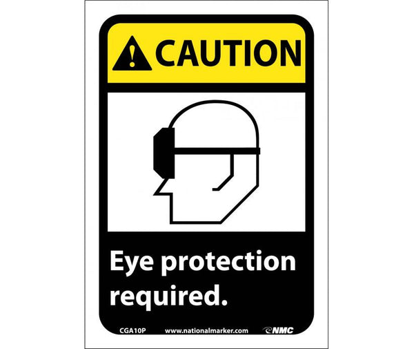 CAUTION, EYE PROTECTION REQUIRED (W/GRAPHIC), 14X10, RIGID PLASTIC