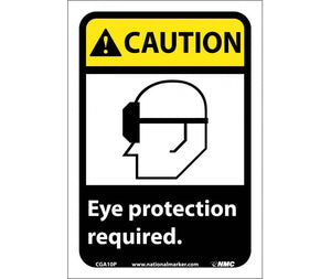 CAUTION, EYE PROTECTION REQUIRED (W/GRAPHIC), 10X7, PS VINYL