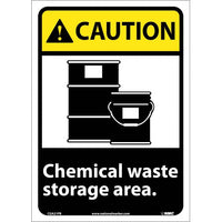 CAUTION, CHEMICAL WASTE STORAGE AREA, 14X10, RIGID PLASTIC