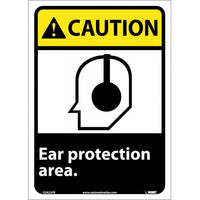 CAUTION, EAR PROTECTION AREA, 14X10, .040 ALUM