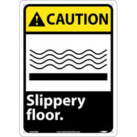 CAUTION, SLIPPERY FLOOR, 14X10, .040 ALUM