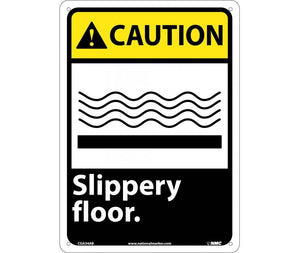 CAUTION, SLIPPERY FLOOR, 14X10, .040 ALUM