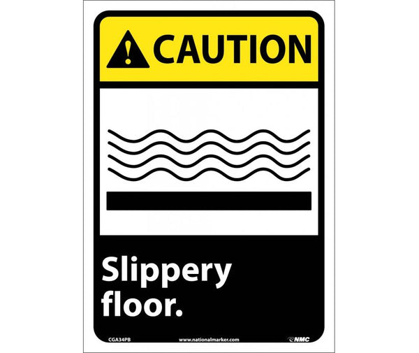 CAUTION, SLIPPERY FLOOR, 14X10, PS VINYL