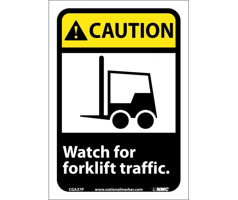 CAUTION, WATCH FOR FORKLIFT TRAFFIC, (W/GRAPHIC), 7X10, PS VINYL