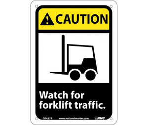 CAUTION, WATCH FOR FORKLIFT TRAFFIC, (W/GRAPHIC), 7X10, RIGID PLASTIC