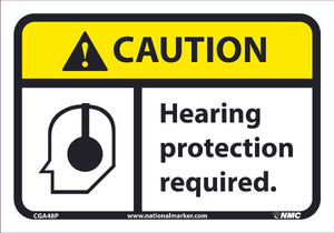 CAUTION, HEARING PROTECTION REQUIRED, 7X10, .0045 PRESSURE SENSITIVE VINYL