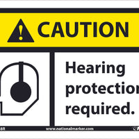 CAUTION, HEARING PROTECTION REQUIRED, 7X10, .050 RIGID PLASTIC