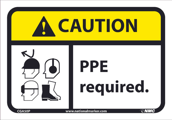 CAUTION, PPE REQUIRED, 7X10, .0045 PRESSURE SENSITIVE VINYL