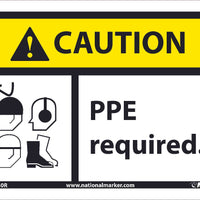 CAUTION, PPE REQUIRED, 7X10, .050 RIGID PLASTIC