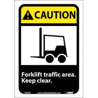 CAUTION, FORKLIFT TRAFFIC AREA KEEP CLEAR (W/GRAPHIC), 14X10, RIGID PLASTIC