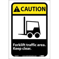 CAUTION, FORKLIFT TRAFFIC AREA KEEP CLEAR (W/GRAPHIC), 10X7, PS VINYL