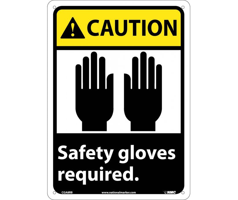 CAUTION, SAFETY GLOVES REQUIRED (W/GRAPHIC), 10X7, RIGID PLASTIC