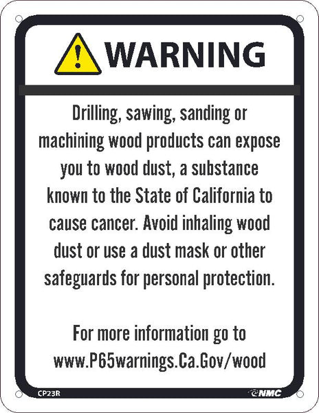 WARNING DRILLING, SAWING, SANDING OR MACHINING WOOD PRODUCTS CAN EXPOSE YOU TO WOOD DUST8.5X11, RIGID PLASTIC