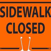 SAFETY CONE SIDEWALK CLOSED SIGN, 10.375" X 12.625", PLASTIC