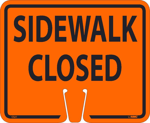 SAFETY CONE SIDEWALK CLOSED SIGN, 10.375