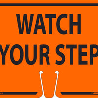 SAFETY CONE WATCH YOUR STEP SIGN, 10.375" X 12.625", PLASTIC