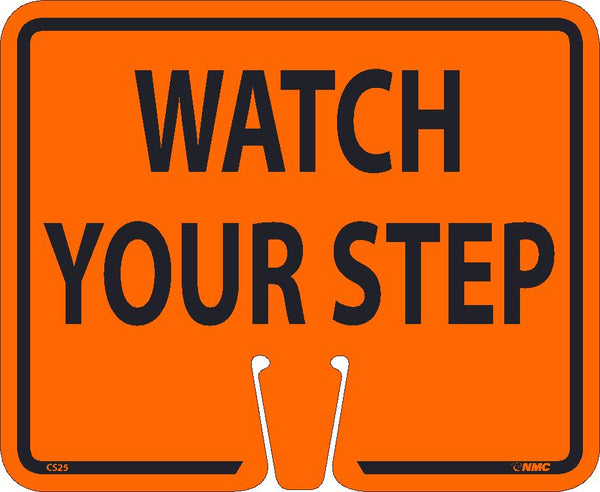 SAFETY CONE WATCH YOUR STEP SIGN, 10.375