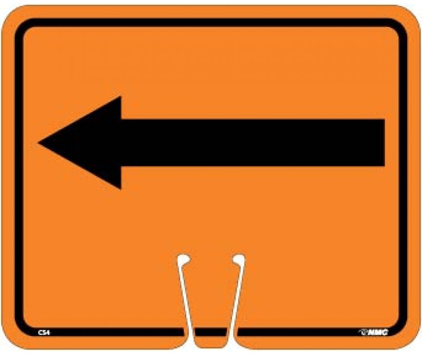 SAFETY CONE SIGNS, LEFT ARROW, 10.375 X 12.625