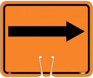 SAFETY CONE SIGNS, RIGHT ARROW, 10.375 X 12.625