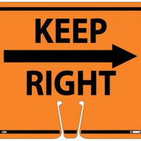 SAFETY CONE SIGNS, KEEP RIGHT, 10.375 X 12.625