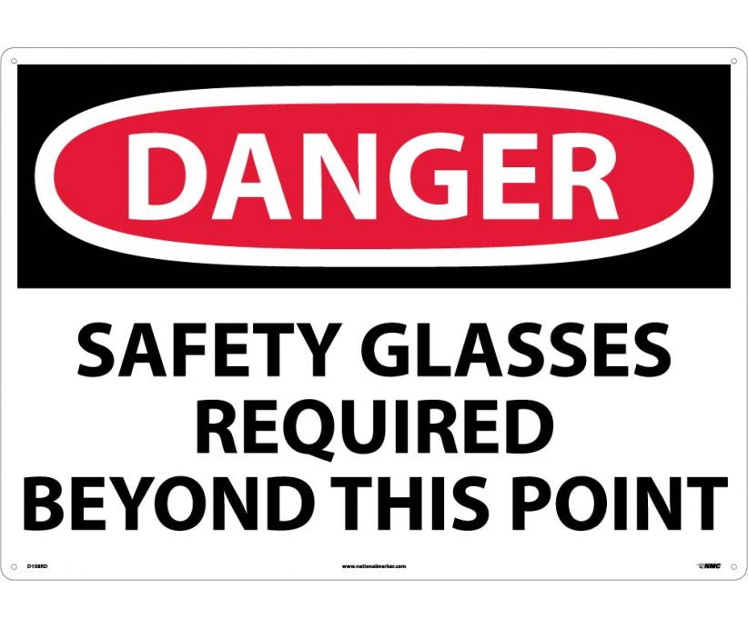 DANGER, SAFETY GLASSES REQUIRED BEYOND THIS POINT, 20X28, RIGID PLASTIC