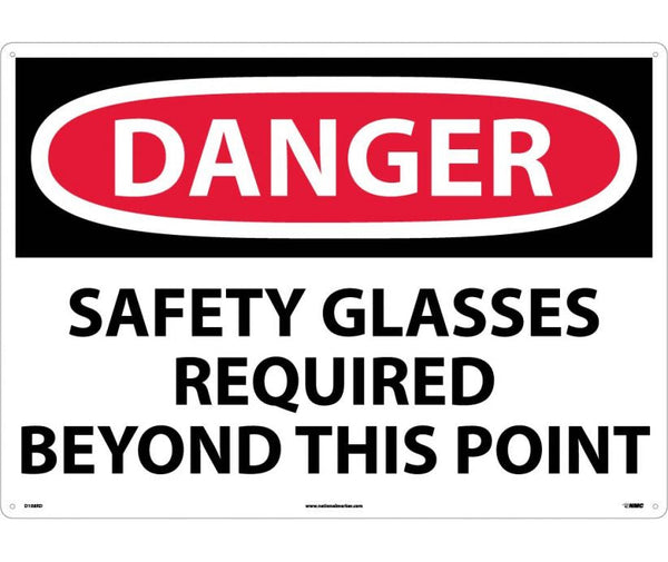 DANGER, SAFETY GLASSES REQUIRED BEYOND THIS POINT, 7X10, RIGID PLASTIC