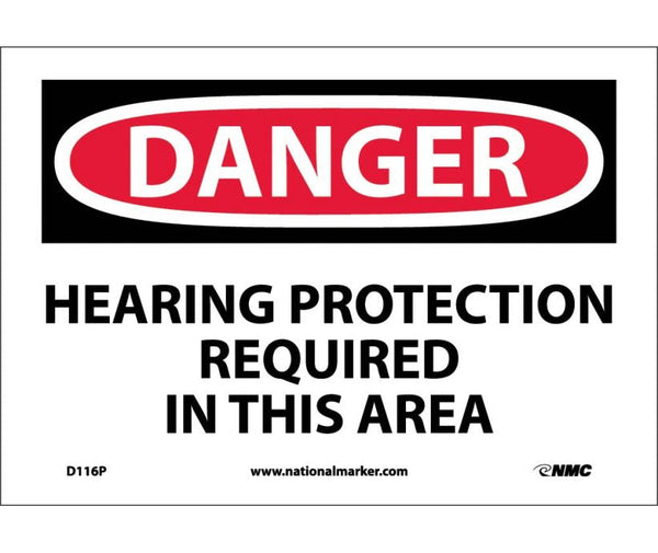 DANGER, HEARING PROTECTION REQUIRED IN THIS AREA, 10X14, .040 ALUM