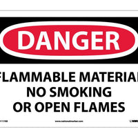 DANGER, FLAMMABLE MATERIAL NO SMOKING OR OPEN FLAMES, 10X14, .040 ALUM