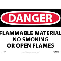 DANGER, FLAMMABLE MATERIAL NO SMOKING OR OPEN FLAMES, 7X10, .040 ALUM