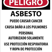 PELIGRO,ASBESTO PUEDE CAUSAR CANCER,ENGLISH,19x13,PAPER, 200/PK