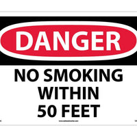 DANGER, NO SMOKING WITHIN 50 FEET, 14X20, .040 ALUM
