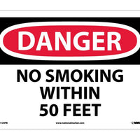 DANGER, NO SMOKING WITHIN 50 FEET, 10X14, PS VINYL