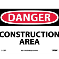 DANGER, CONSTRUCTION AREA, 7X10, .040 ALUM