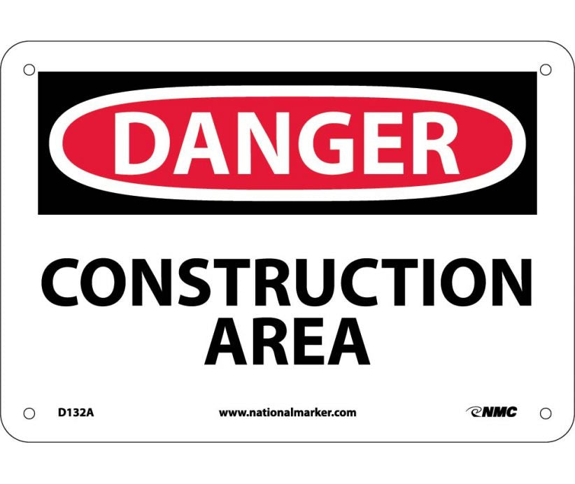 DANGER, CONSTRUCTION AREA, 7X10, .040 ALUM