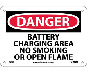 DANGER, BATTERY CHARGING AREA NO SMOKING OR OPEN. . ., 7X10, RIGID PLASTIC