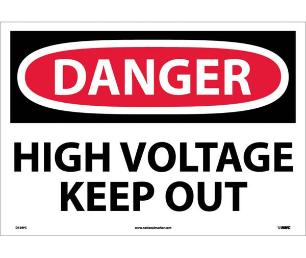 DANGER, HIGH VOLTAGE KEEP OUT, 14X20, PS VINYL