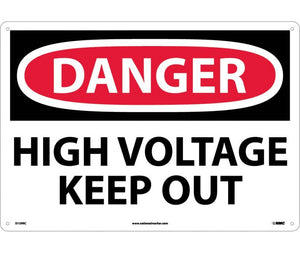 DANGER, HIGH VOLTAGE KEEP OUT, 7X10, .040 ALUM