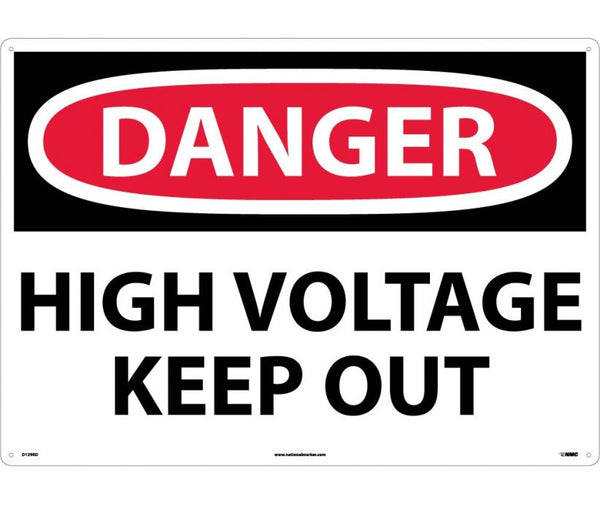 DANGER, HIGH VOLTAGE KEEP OUT, 7X10, RIGID PLASTIC