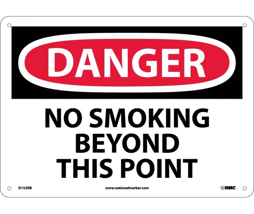 DANGER, NO SMOKING BEYOND THIS POINT, 10X14, RIGID PLASTIC