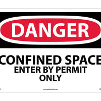 DANGER, CONFINED SPACE ENTER BY PERMIT ONLY, 14X20, PS VINYL