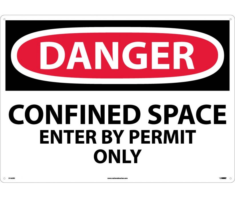 DANGER, CONFINED SPACE ENTER BY PERMIT ONLY, 20X28, RIGID PLASTIC