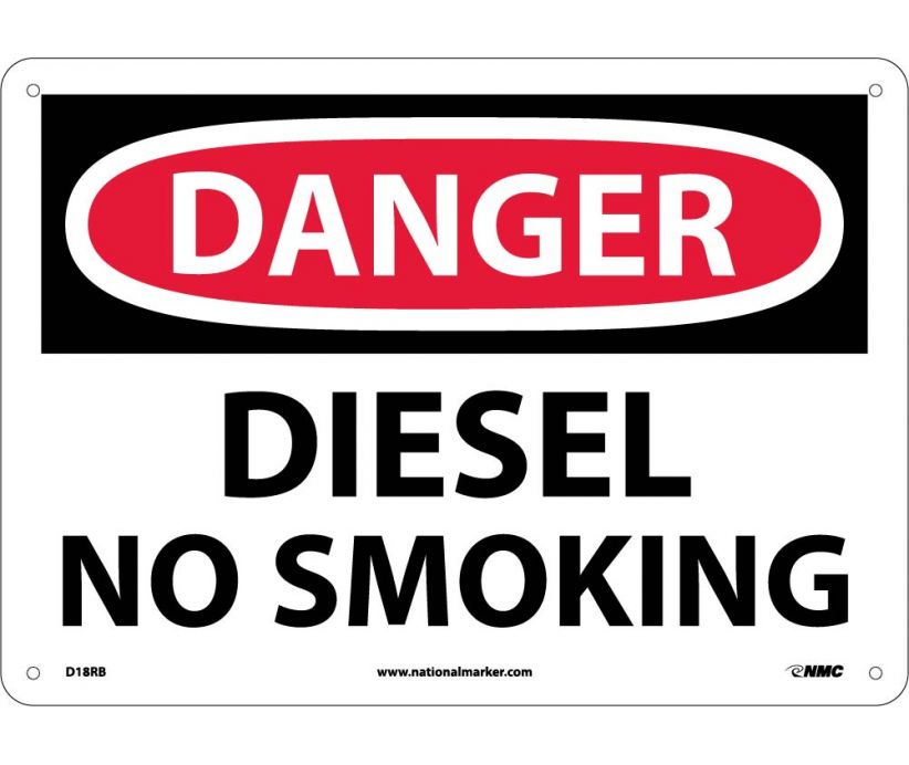 DANGER, DIESEL NO SMOKING, 10X14, RIGID PLASTIC