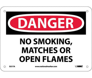 DANGER, NO SMOKING MATCHES OR OPEN FLAMES, 7X10, .040 ALUM