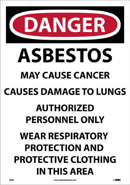 DANGER,ASBESTOS MAY CAUSE CANCER,ENGLISH,19x13,PAPER, 100/PK