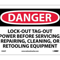 DANGER, LOCKOUT TAGOUT POWER BEFORE SERVICING. . ., 7X10, PS VINYL