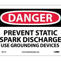 DANGER, PREVENT STATIC SPARK DISCHARGE USE GROUNDING, 7X10, PS VINYL