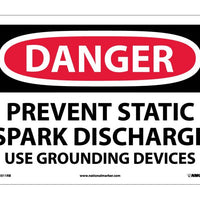 DANGER, PREVENT STATIC SPARK DISCHARGE USE GROUNDING, 10X14, RIGID PLASTIC