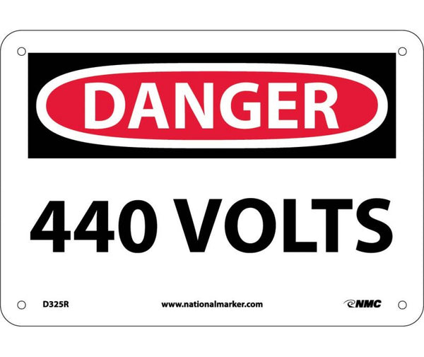 DANGER, 440 VOLTS, 7X10, RIGID PLASTIC