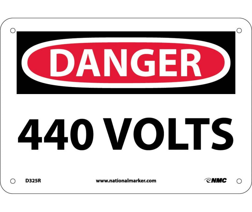 DANGER, 440 VOLTS, 7X10, RIGID PLASTIC