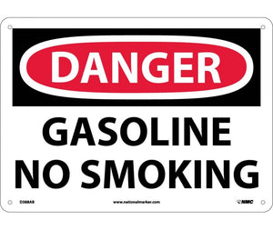 DANGER, GASOLINE NO SMOKING, 10X14, .040 ALUM